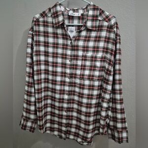 Plaid Button-Down Shirt - White, Black & Red